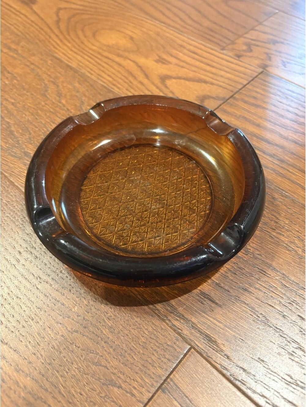 Vintage AMBER Glass Ashtray MID CENTURY- MODERN